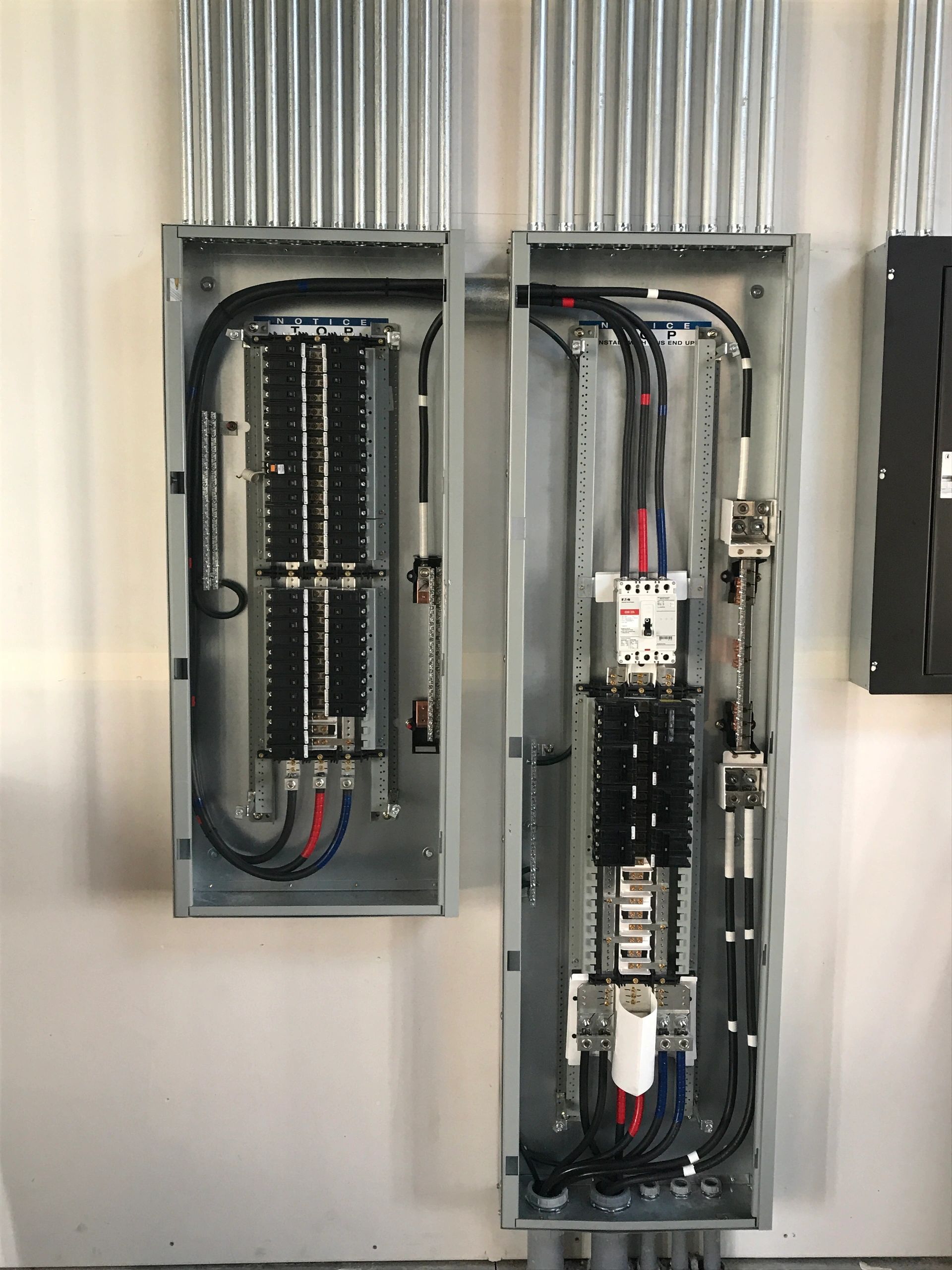 Open electrical service panels